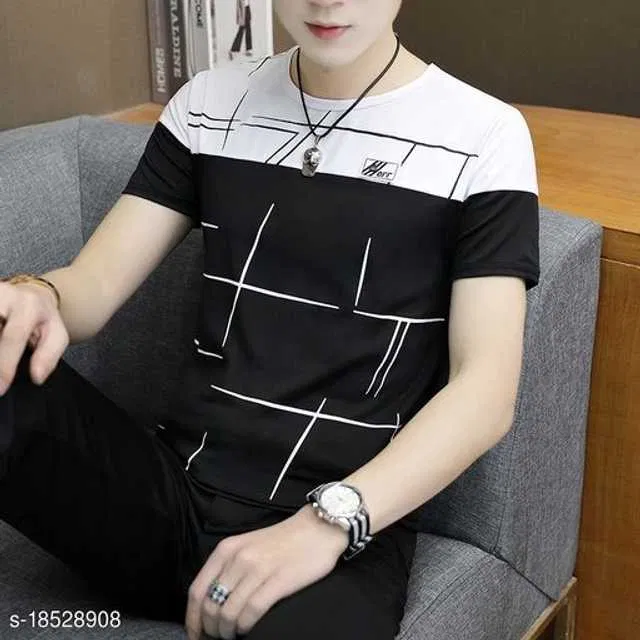 Ruggstar Casual Printed Round Neck T-Shirt For Men (Multicolor, L)