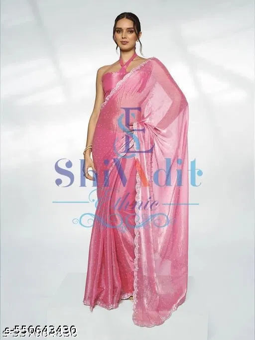 Jimmy Choo Embellished Saree For Women, Pink