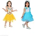 Net Frock for Girls (Yellow & Sky Blue, 12-18 Months) (Pack of 2)