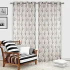 Sheer Floral Branches Printed Brown Door Curtain 7ft Combo 