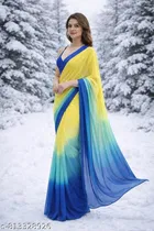Two Shade Colour Combination Georgette Saree for Women 