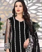 Net Solid Kurta Set with Dupatta for Women 
