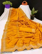 Georgette Saree for Women, Yellow 