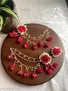 Samridhi Bridal Rose Flower Jewellery set, haldi jewellery set