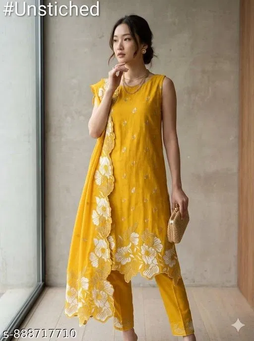 Vichitra Silk Punjabi/All Over Suits (6.65 meter for Women (XXL)