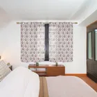 Sheer Floral Branches Printed Red Window Curtain 5ft Combo 