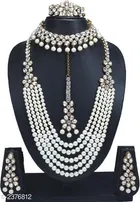 Elegant Alloy & Pearl Jewellery Set