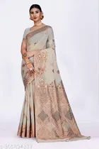 Linen Zari Woven Saree for Women 