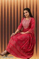 Rayon Kurti for Women, Red 