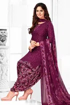 Crepe Floral Punjabi Suit for Women 