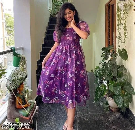 Printed Stylish A-line Kurti for Women (Purple, XXXL)