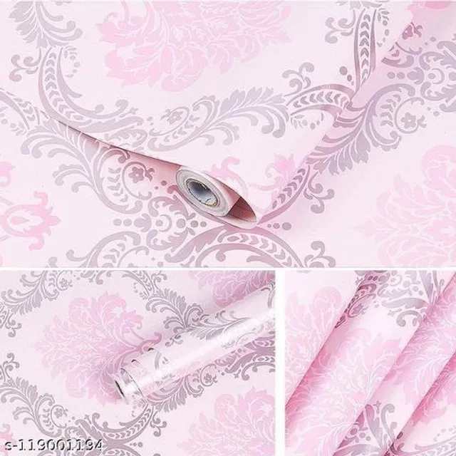 Bliss PVC Wallpaper for Home (Pink, 45x250 cm)