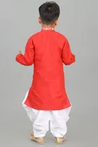 Cotton Embroidered Kurta with Patiyala Set for Boys 