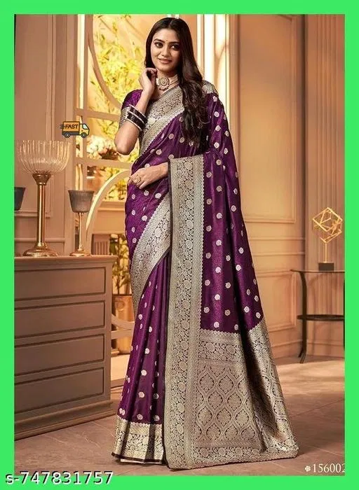 Kanjeevaram Saree for Women (Purple, Free Size)