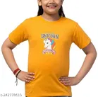 Half Sleeves T-Shirt for Girls (Mustard, 2-3 Years)