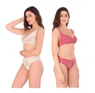 Cotton Blend Solid Non Padded Lingerie Set for Women 