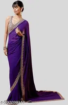 Georgette Saree for Women, Purple 