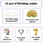 62 Pcs 7th Birthday Decoration kit, Golden, Set of 1