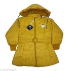 Polyester Jacket for Girls (Mustard, 0-3 Months)