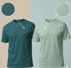 Polyester Round Neck T-shirt for Men, Multicolour, Pack of 2 