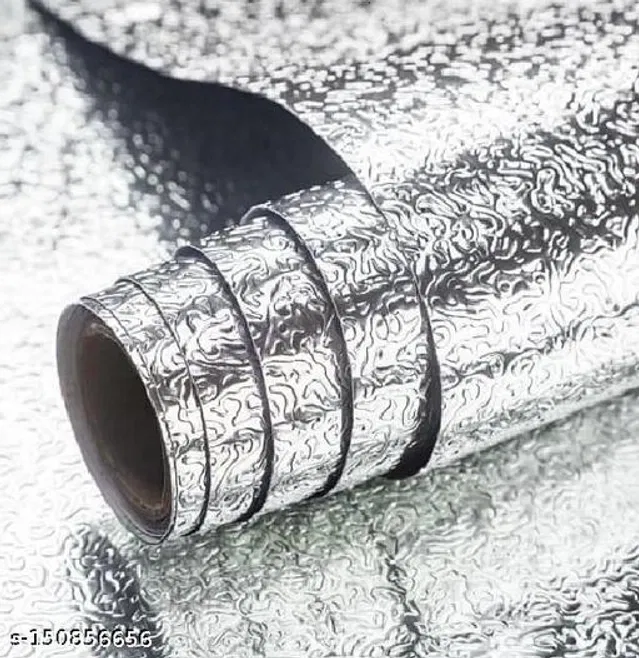Bliss PVC Wallpaper for Home (Silver, 60x200 cm)
