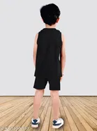 Cotton Blend Printed Clothing Set for Boys, Maroon & Black, Pack Of 2 