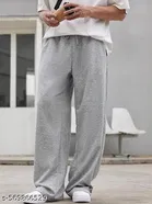 Cotton Blend Solid Trackpant for Men, Grey 