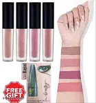 4 Pcs Liquid Lipstick with Kajal, Multicolor, Set of 2