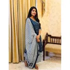 Cotton Blend Printed Anarkali Women's Kurta with Pant & Dupatta Set 