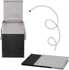 Canvas Laundry Basket,Grey & Black,  