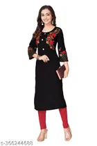 Rayon Slub Embroidered Kurti for Women 