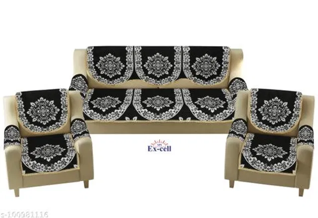 Polycotton 5 Seater Sofa Covers (Black, Set of 1)