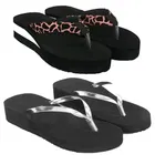 Flipflop for Women (Silver & Peach, 4) (Pack of 2)