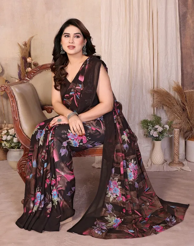 Bollywood Saree for Women (Brown)