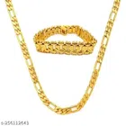 Designer Chain with Bracelet for Men & Boys (Gold, Set of 2)