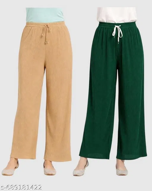 Palazzos for Women, Pack of 2 (Yellow, L)