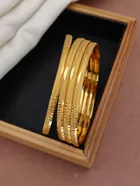 Alloy Gold Plated Bangles for Women (Gold, 2.8) (Pack of 4)