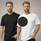 Polyester Round Neck T-shirt for Men, Multicolour, Pack of 2 