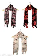 Chiffon Scarves for Women, Multicolor, Pack of 3