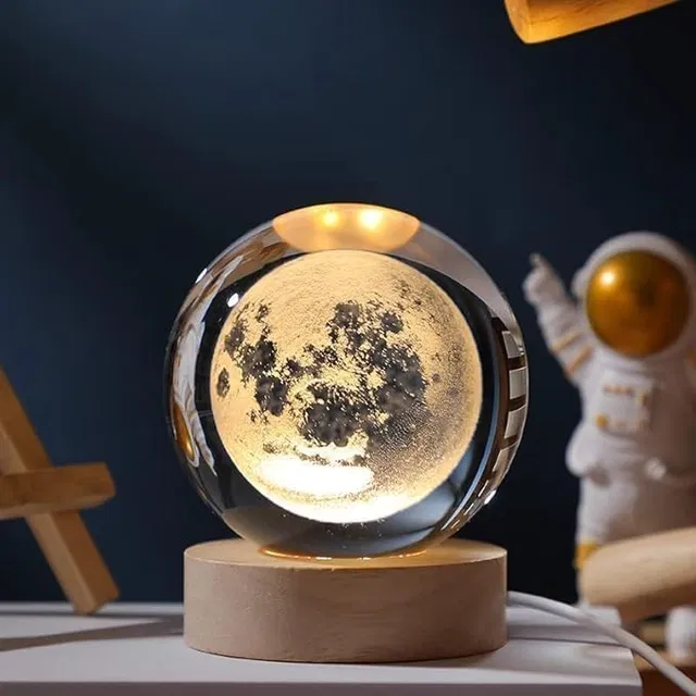 3D Galaxy Crystal Moon Light ((6cm, Yellow)