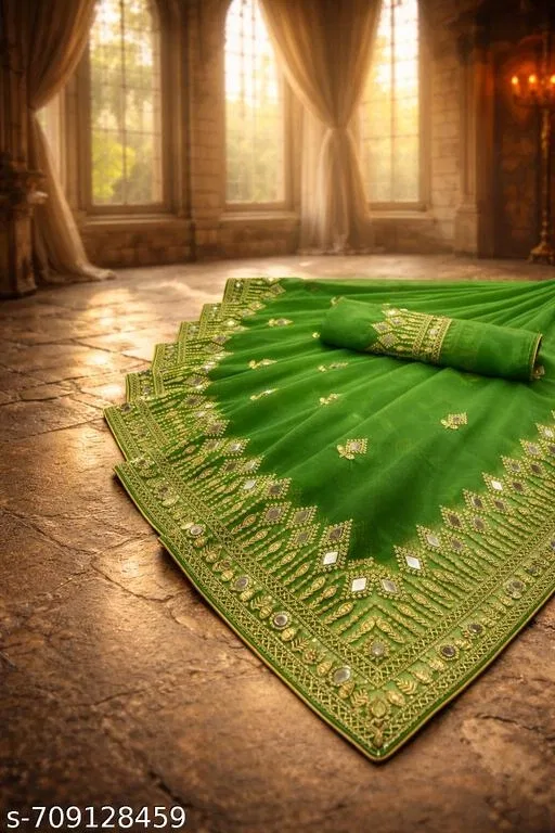 Elegant Sarees for Women (Green, Free Size)