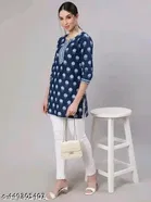 Rayon Block Print Short Kurti for Women 