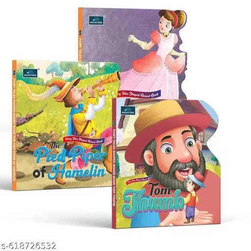 Fairy Tale Shaped Board Book Set of 3 Cinderella The Pied Piper Tom Thumb Early Learning Story Books for Kids Toddlers Preschool Reading Fun Birthday Gift Educational Picture Books Durable Board Pages