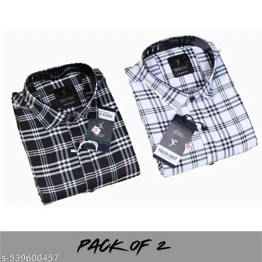 Cotton Blend Printed Shirt for Men, Multicolor, Pack of 2 (L)