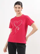 Heart Outline Women T-Shirt (Fusica, L)