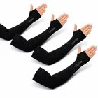 Hosiery Solid Full Arm Sleeves, Black, Set of 4