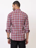 Cotton Blend Checkered Shirt for Men, Maroon 