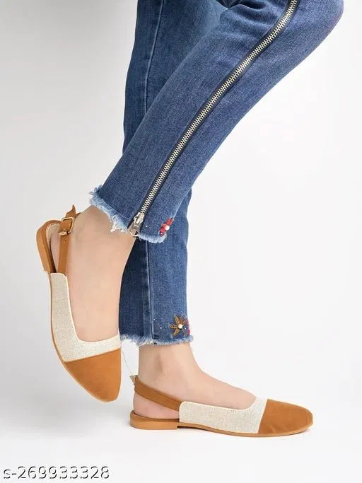 Solid Ballerinas for Women (Brown, IND-8)