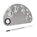 Stainless Steel Cosmetic Palette With Spatula For Foundation & Makeup Mixing 