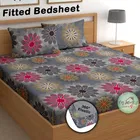 Cotton Feel Fitted (Elastic) Double Bedsheet Floral Print